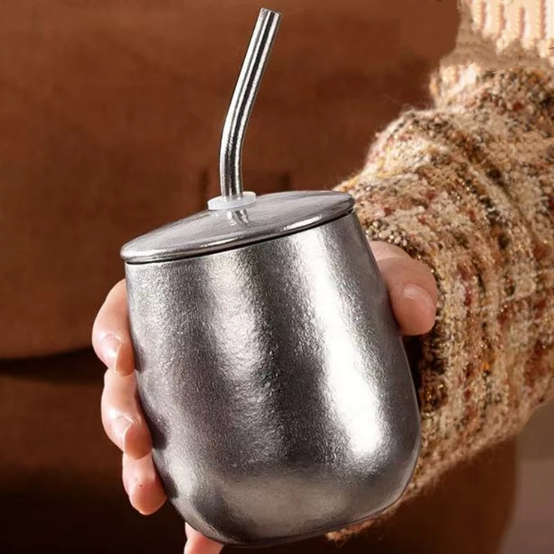 Outdoor Egg Mug Pure Titanium Double-Wall Water Bottle Home With lid Drinking Office Cup 240 ml Beer Luxury-Feel Titanium Cup