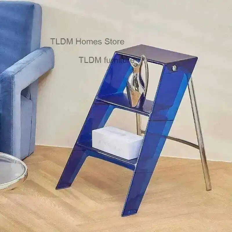 Modern Creative Transparent Stairs Ladders Home Step Step Japanese Ladder Rack Acrylic Folding Telescopic Portable Ladder Stool
