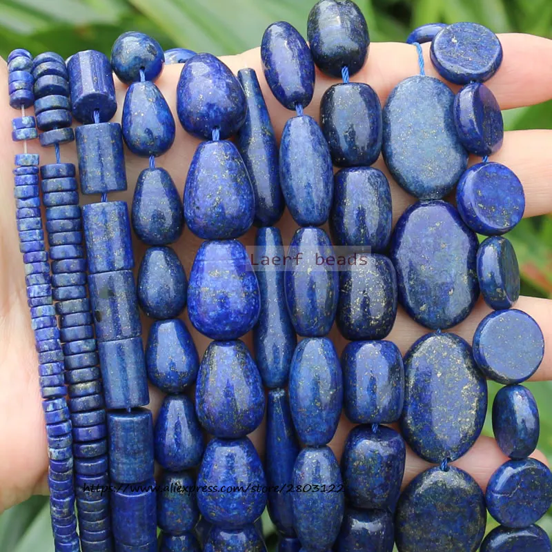 Natural Lapis Lazuli Oval Square tube Gemstone loose beads 15inch , For DIY Jewelry Making !