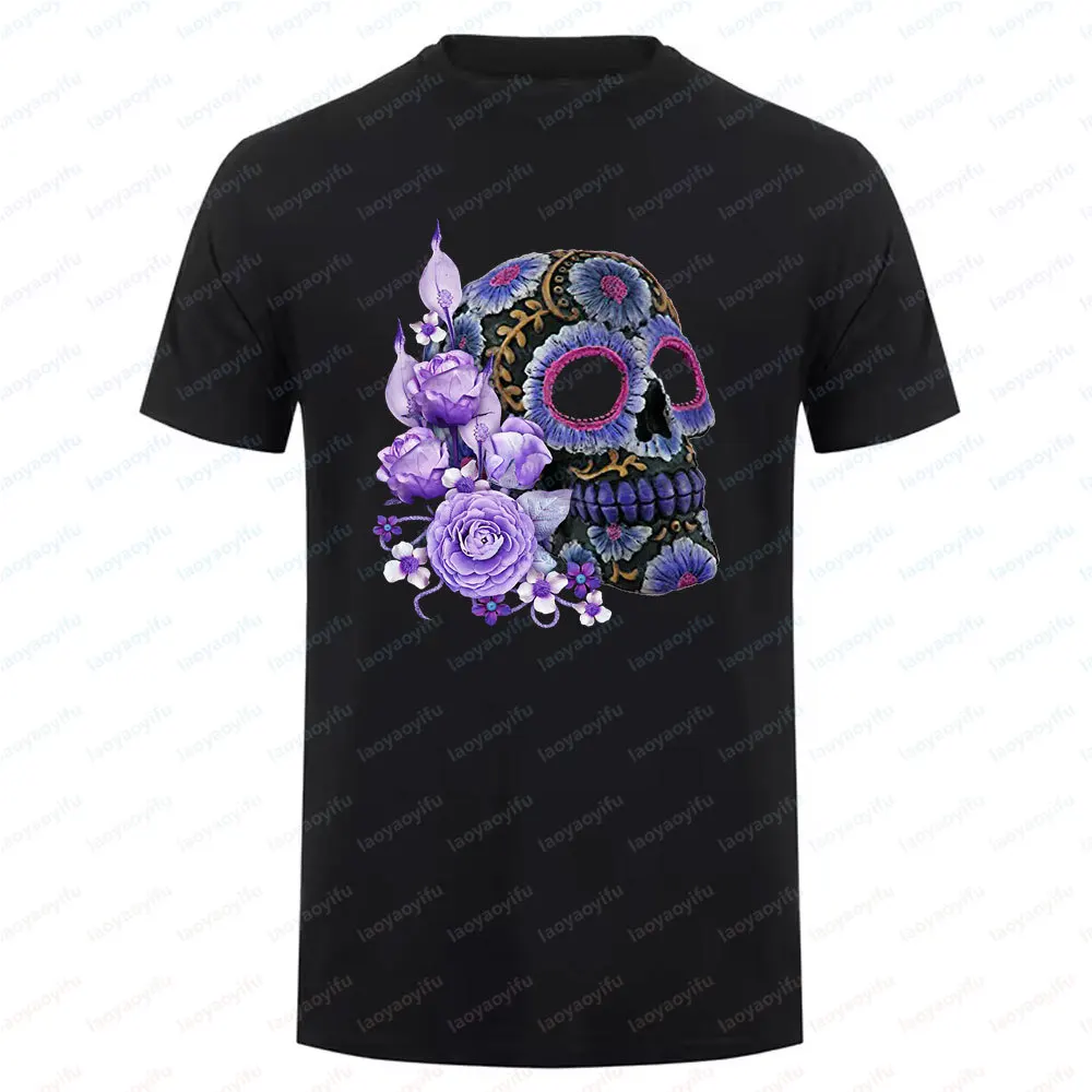 

Mexican Skull Graphic Cotton Summer Shirt Unisex Short Sleeve Round Neck Vintage Graphic Launched Casual Men Tshirt Clothing