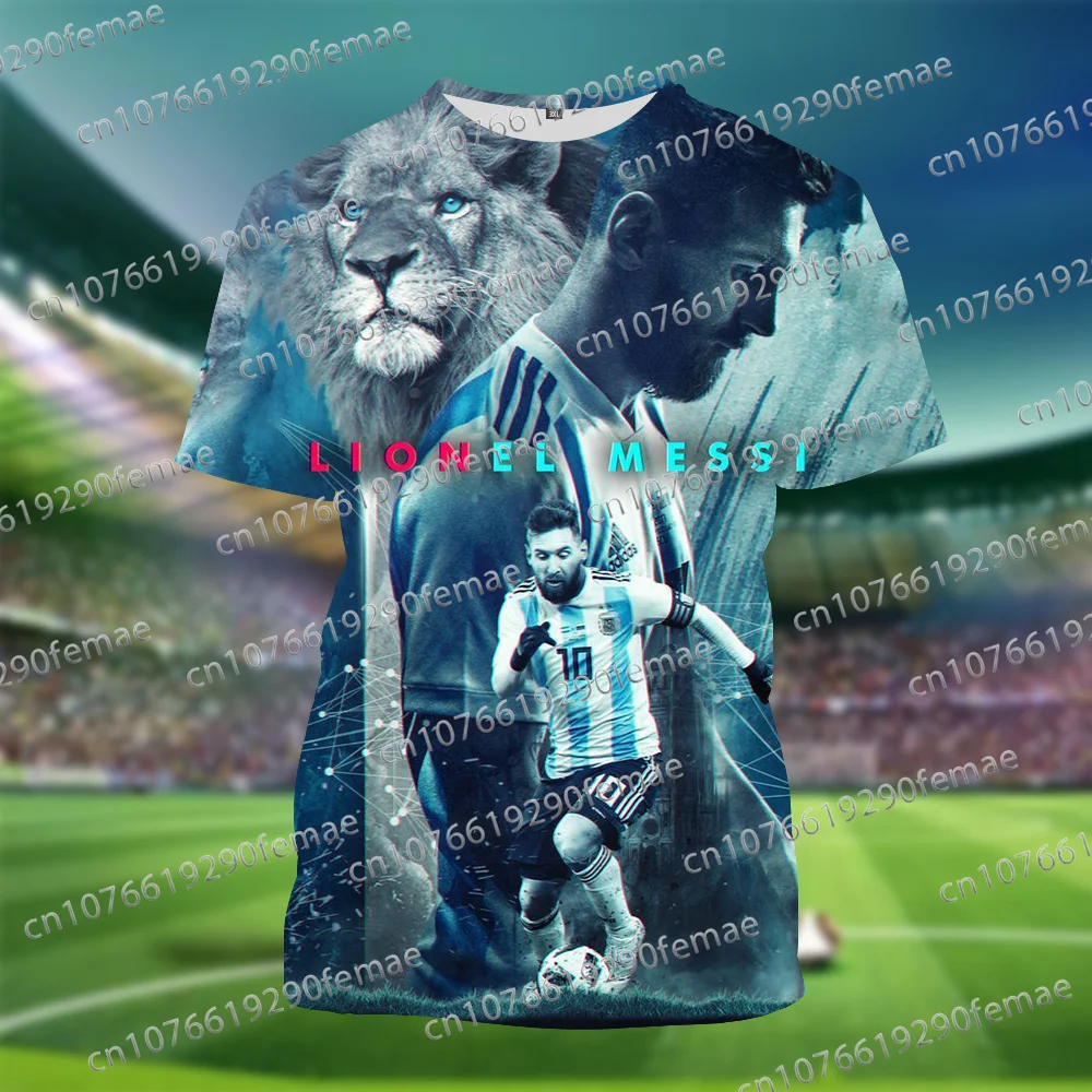 Messi Classic Printed Pattern Football Fan T-shirt Short Sleeve Daily Outdoor Leisure Comfortable Fashion Men's Top