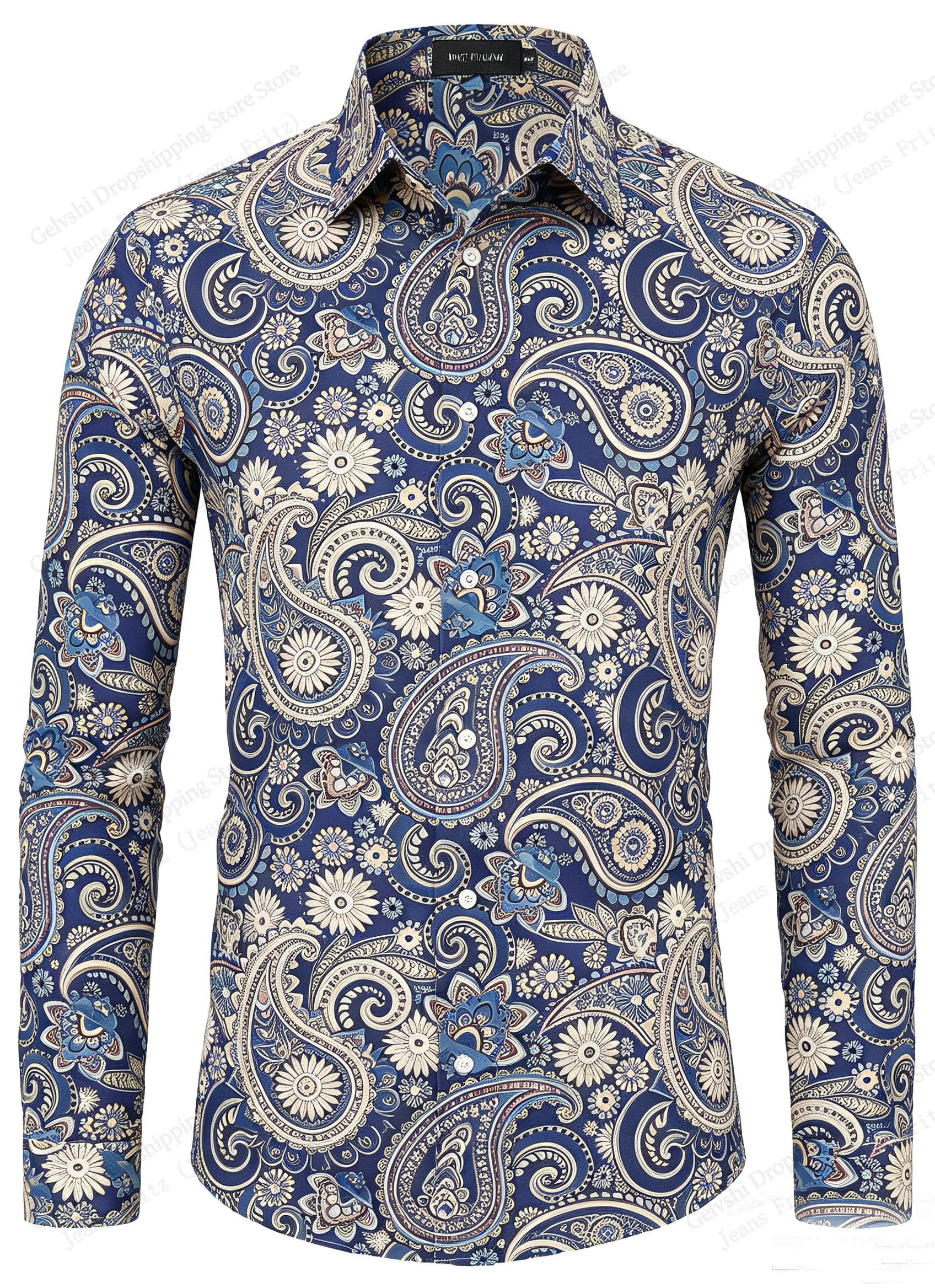 Long Sleeve Button Up Paisley Pattern Shirt Flower Texture 3d Print Hawaiian Shirt Men Women Fashion Luxury Blouse Satin Ethnic