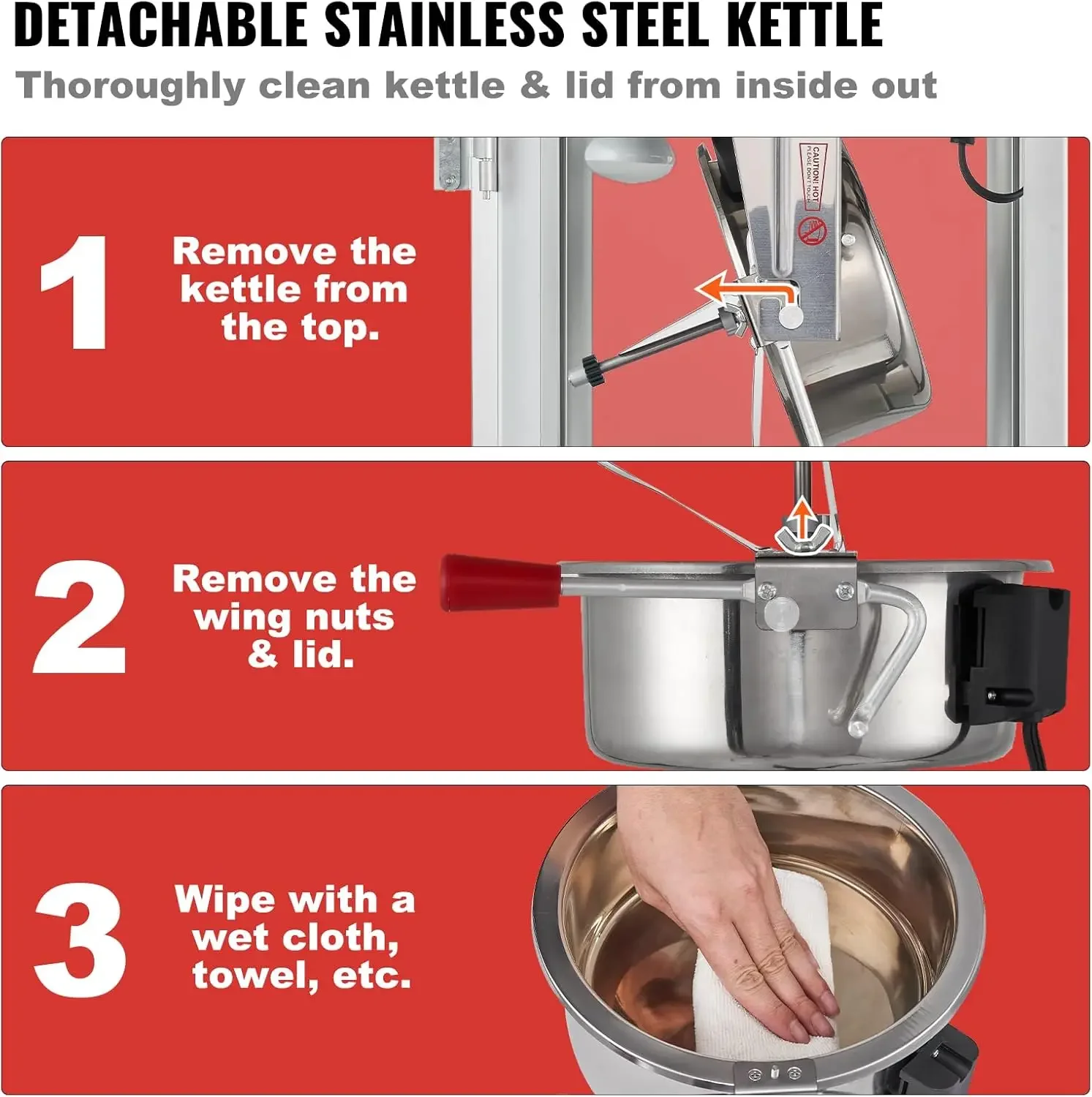 ماكينة صنع الفشار، غلاية سعة 8 أونصة، ماكينة صنع الفشار على سطح الطاولة بقدرة 850 وات لمدة 48 كوبًا لكل دفعة، بوبر على طراز المسرح مع 3 مفاتيح