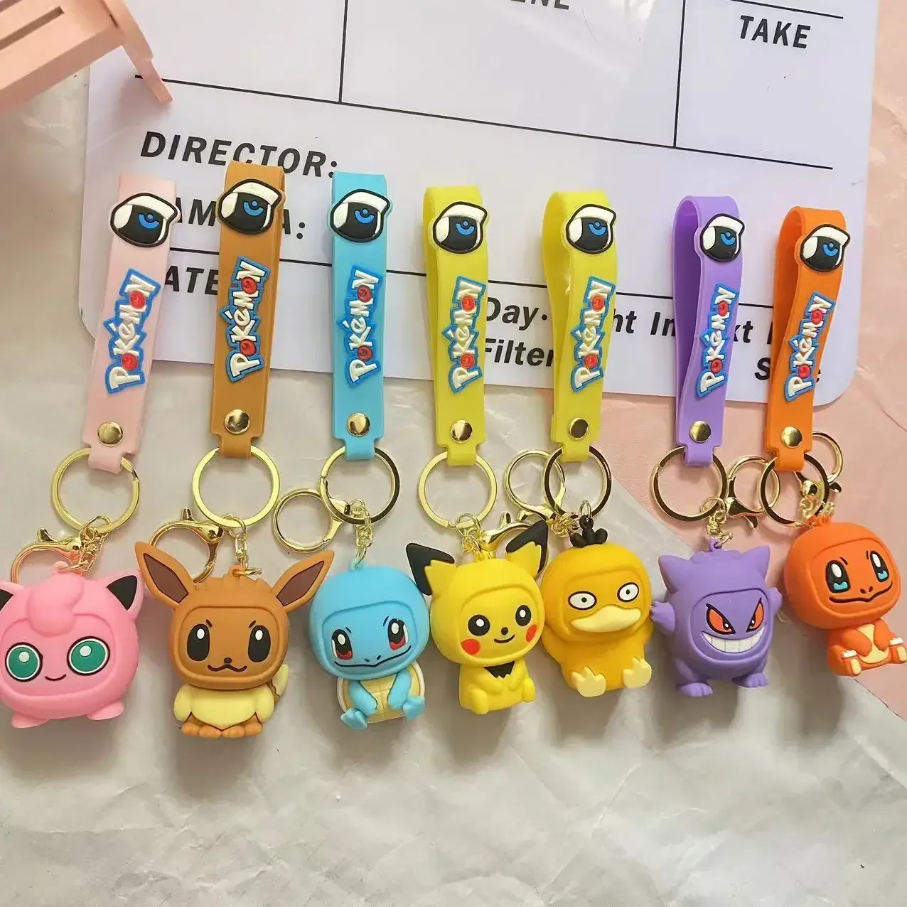 Pokemon Keychain Batch Pendant Pokemon Keyring Cute Pikachu Doll Bag Car Pendant for Birthday Kids Gift Toys Charm Bulk Gourd