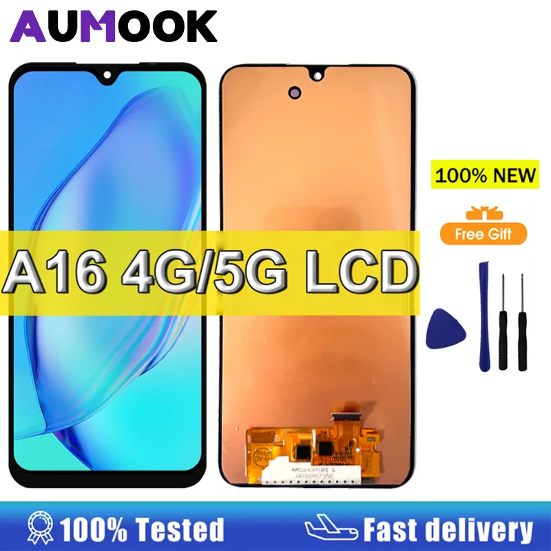 شاشة AMOLED لهاتف سامسونج جالاكسي A16 4G 5G شاشة LCD تعمل باللمس محول الأرقام الجمعية لاستبدال شاشة Galaxy A16 5G