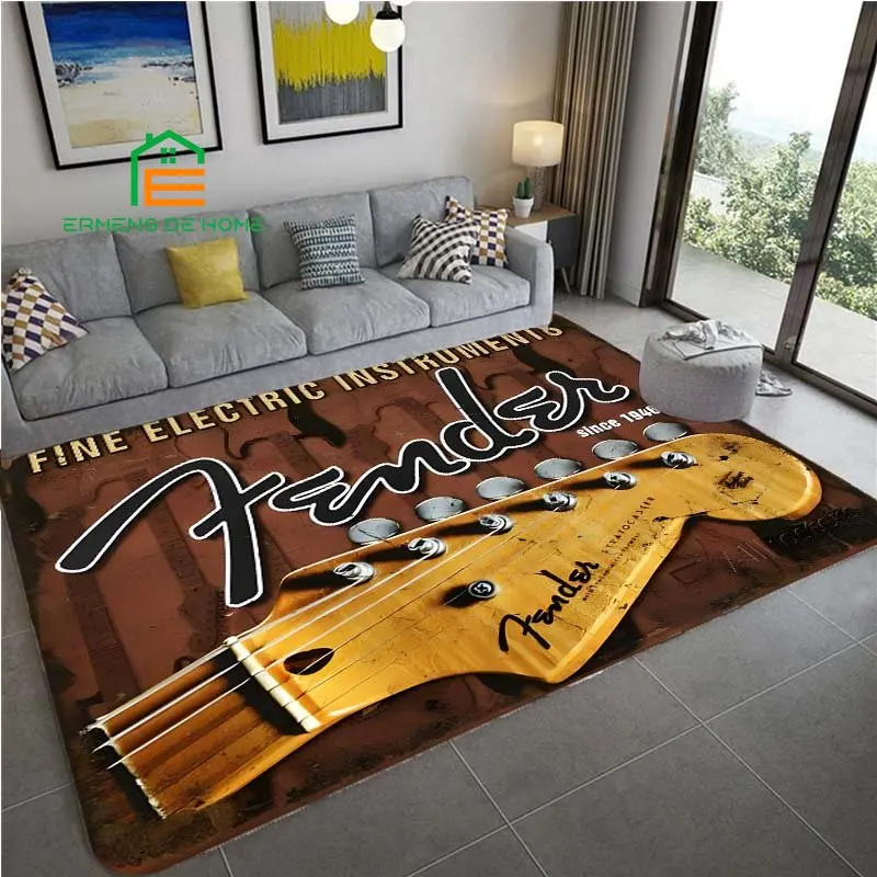 

Music Guitar Pattern Rug for Bedroom Living Room Carpet for Kitchen Floor Mats Home Decor Non-Slip Floor Pad Rug 14 Sizes