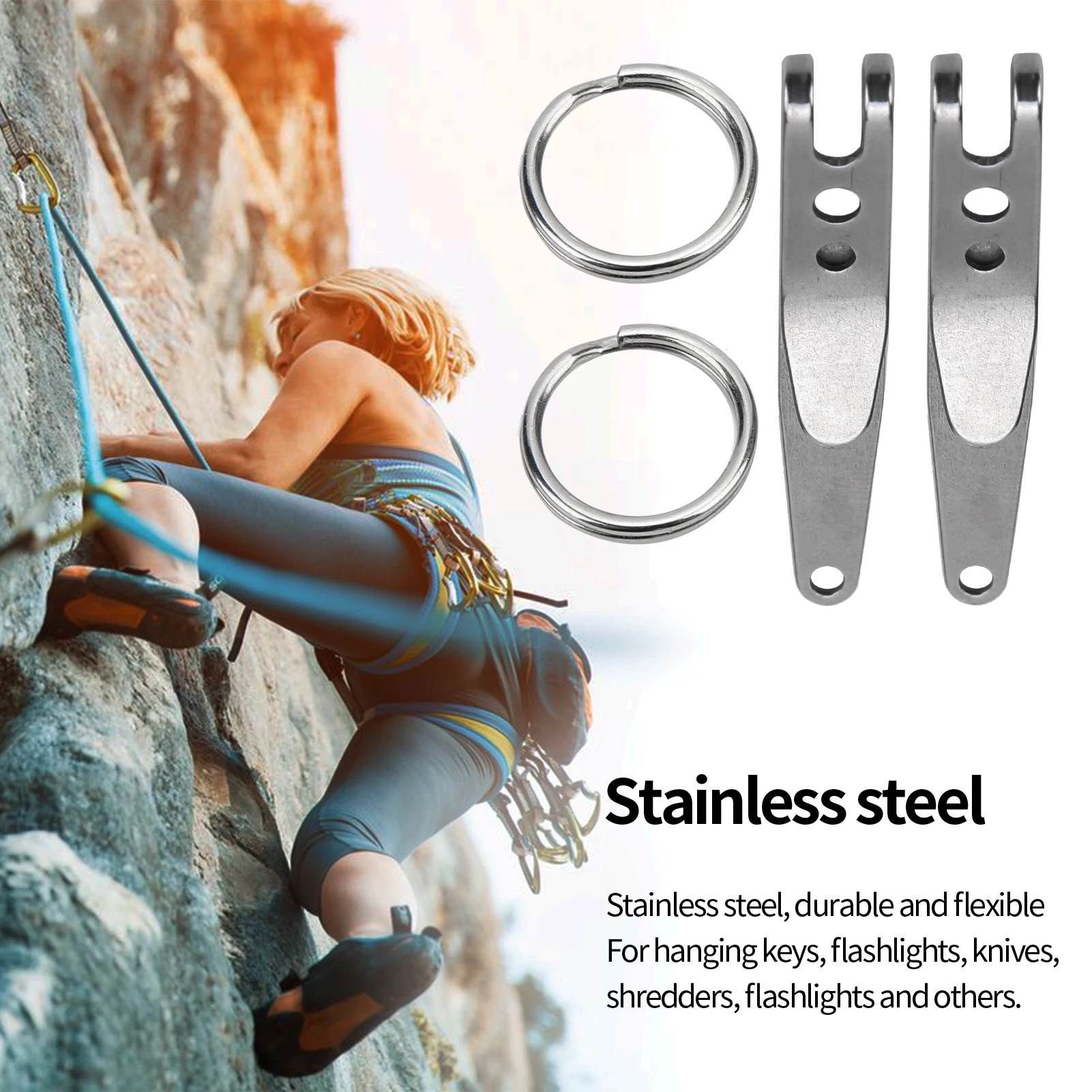 Outdoor Belt Clip Stainless Steel Suspension  Clip Key Holder with Keychain Suspension  Clip