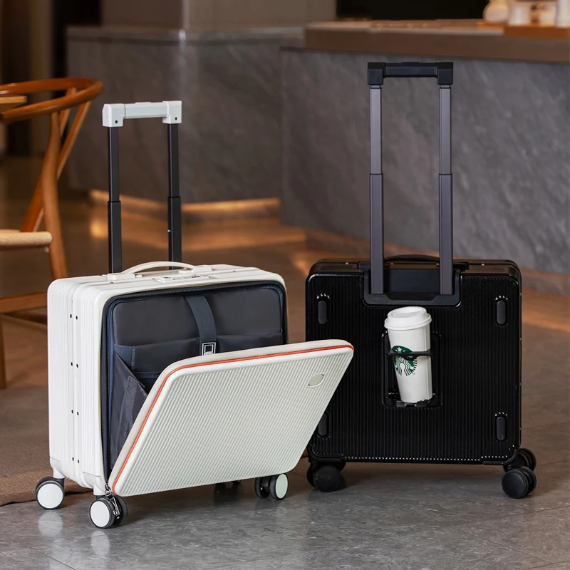 

16/18 Inch Carry-on Suitcase 2026 New Multifunctional Luggage Customs Lock Front Opening Lid Deep Compartment Travel Suitcase