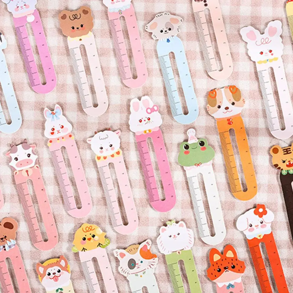 Cartoon Bookmark for Kids Convenient Bookmark Ruler for Reading Cute Cartoon Animal Flower Bookmarks Portable Paper for Kids'