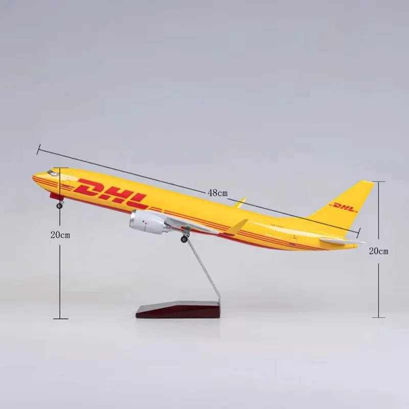 1:85 스케일 B737 모델 DHL Cargo Express 47CM 항공사 기본 랜딩 기어 포함 항공기 수지 비행기 모델 컬렉션