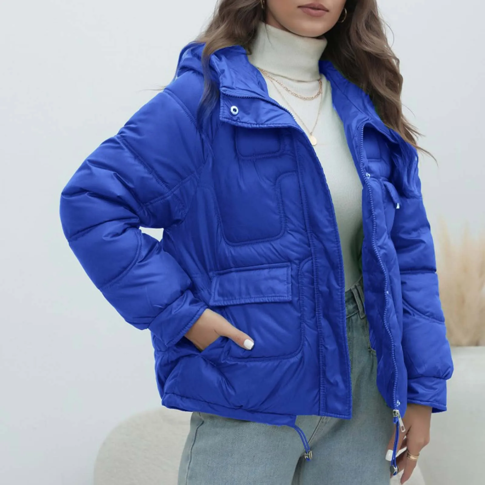 Women's Parkas Coat European Style 2023 New Bright Color Stand Up Collar Down Cotton Jacket Regular Women Clothing Autumn Winter