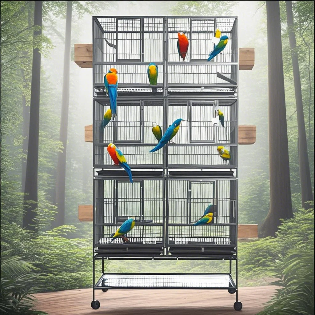 

3-Layer heavy-duty metal bird breeding rack luxury solid metal 3-layer stackable bird cage easy-to-clean parrot removable tray