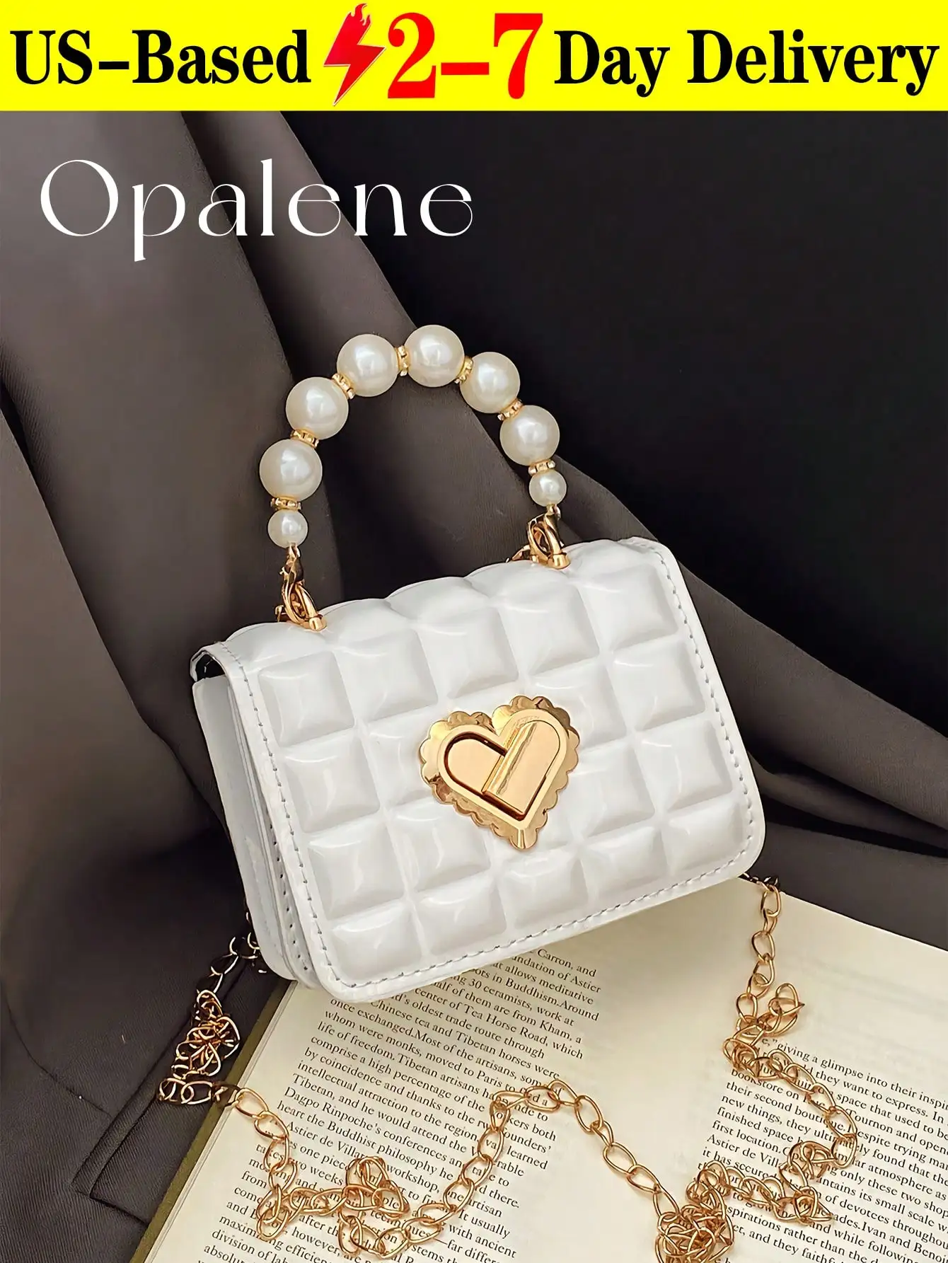 Top Handle Patent Bag - Mini Bolsa Transversal Acolchoada com Corrente