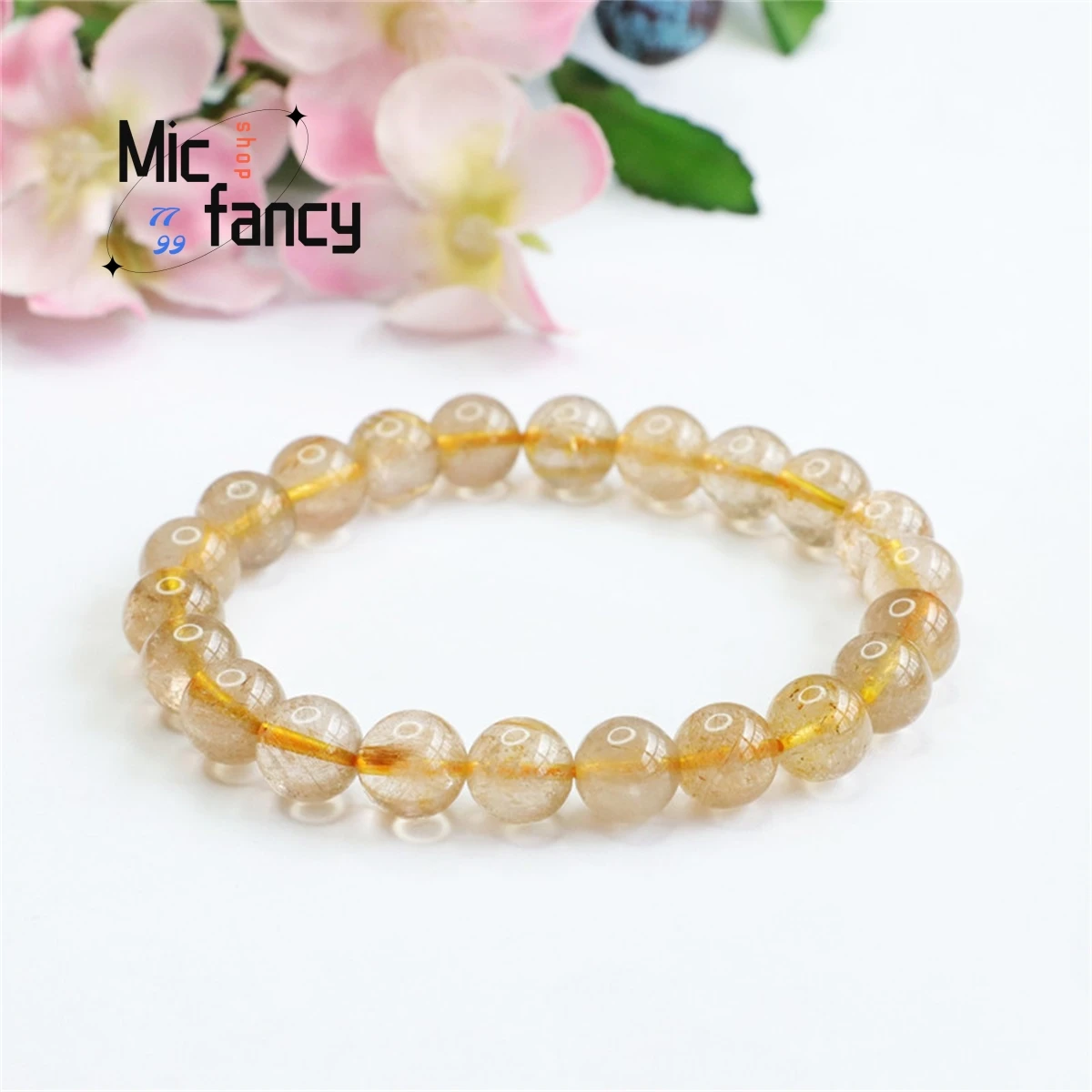 

Natural Ｂlonde Titanium Crystal Bracelet Fine Jewelry Simple Generous Ｍen Ｗomen Sweet Romantic Style Charms Fashion Holiday Gift