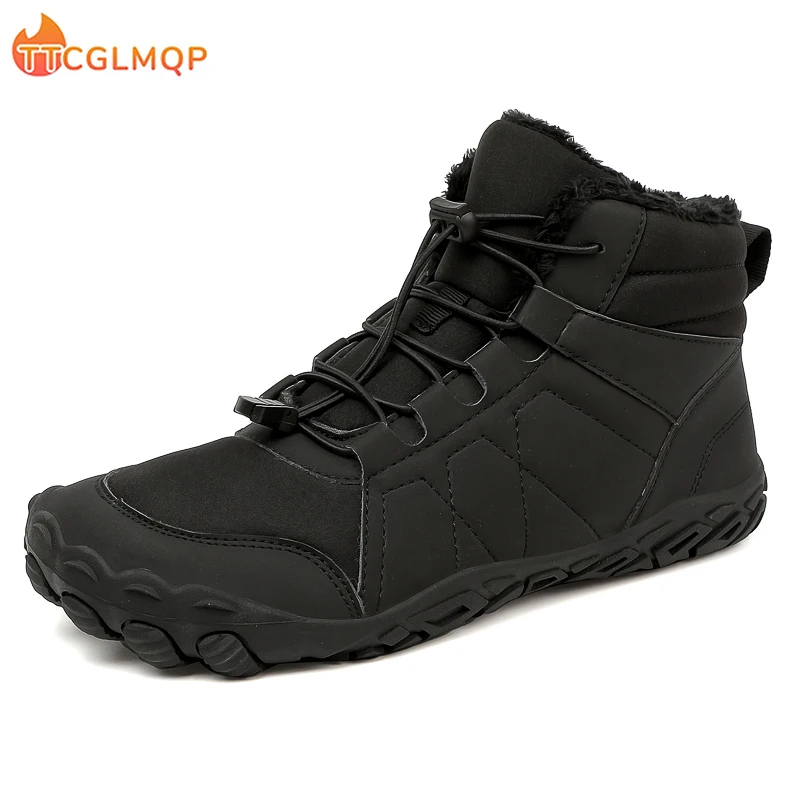 New Men Winter Boots Outdoor Barefoot Boots For Women Ankle Boots Plush Warm Snow Shoes Non-slip Sneakers Plus Size Couple Shoes