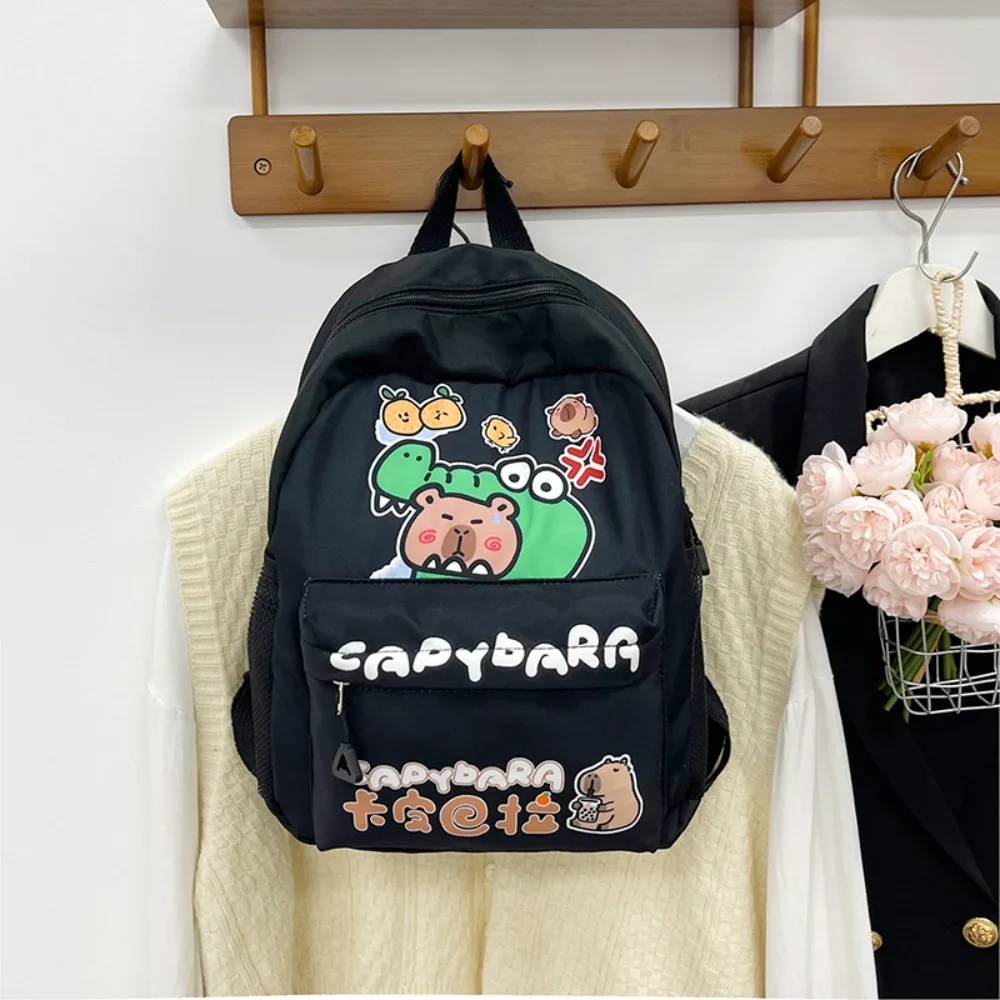 Creative Large Capacity Capybara Shoulders Backpack Adjustable Strap Casual Versatile Kids Schoolbag Travel Rucksack
