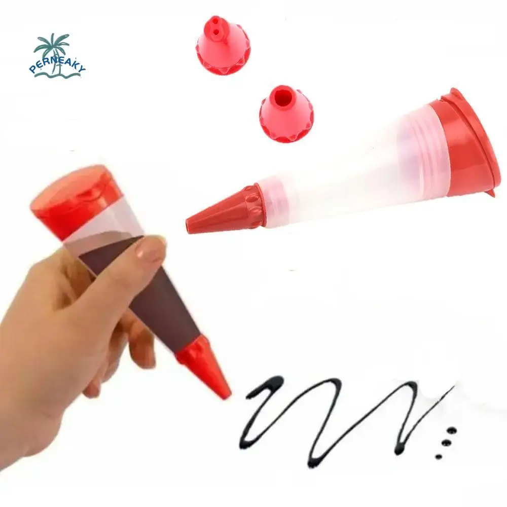 Multifunctional Silicone Cream Cake Writing Pen Cone DIY Icing Piping Pen 3 Nozzles Food Writing Pen Chocolate