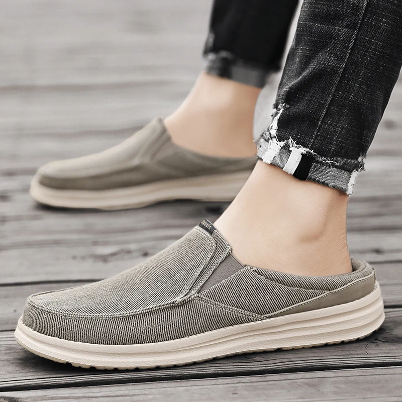 2024 Summer Men\'s Half Slippers Fashion Men\'s Flat Bottom Casual Shoes Soft Sole Cloth Shoes Support Shoes Men\'s Sports Shoes