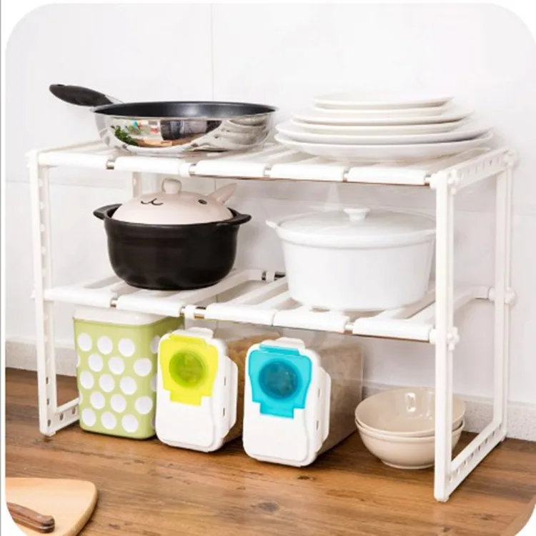 

Stackable Cabinet & Pantry Organizer Shelves Durable Plastic Space-Saving Kitchen Counter Storage Solution