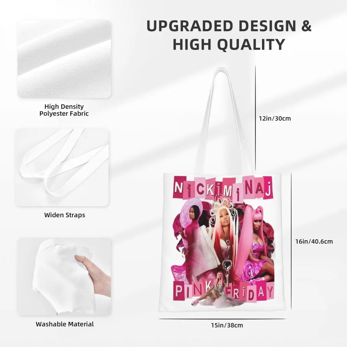 Bolsa de lona de viaje Nicki Minaj, bolso de compras ecológico de gran capacidad para Unisex, rosa, Viernes 2, bolsas diarias de concierto, 2024