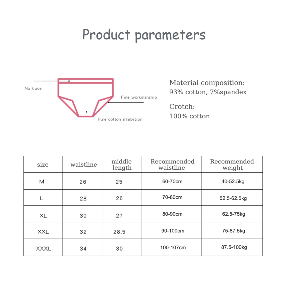 4PCS/Set High-waisted cotton underwear Womens Underwear Soft Cotton Knickers Briefs Basic Ladies Panties Panties Multipack