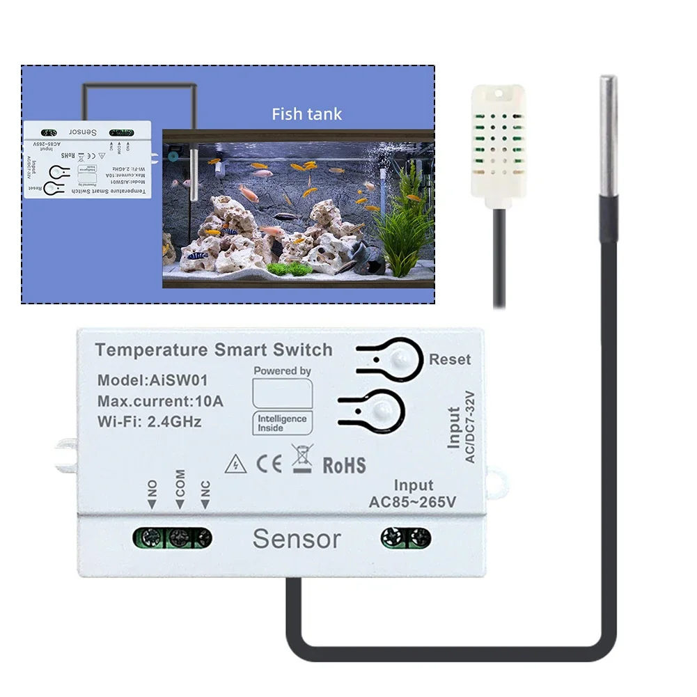 

1 шт., модуль сухого контактного переключателя температуры и влажности, интеллектуальный переключатель дистанционного управления, голосовой электрический переключатель с дистанционным управлением