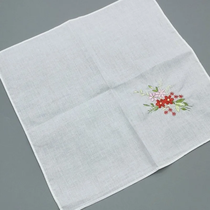 Floral Embroidery Handkerchief Towels Ladies Elegant Square Hand Towel Soft Skin-friendly Toallas De Pañuelo Breathable 핸드타올