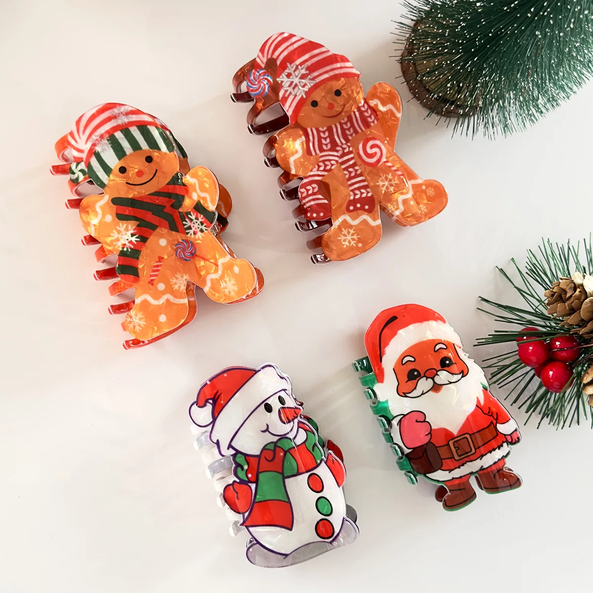 2025 جديد عيد الميلاد الزنجبيل رجل مشبك شعر لطيف ثلج الأيائل الغزلان كراب مشبك شعر الكرتون مخلب كليب إكسسوارات الشعر للنساء #1