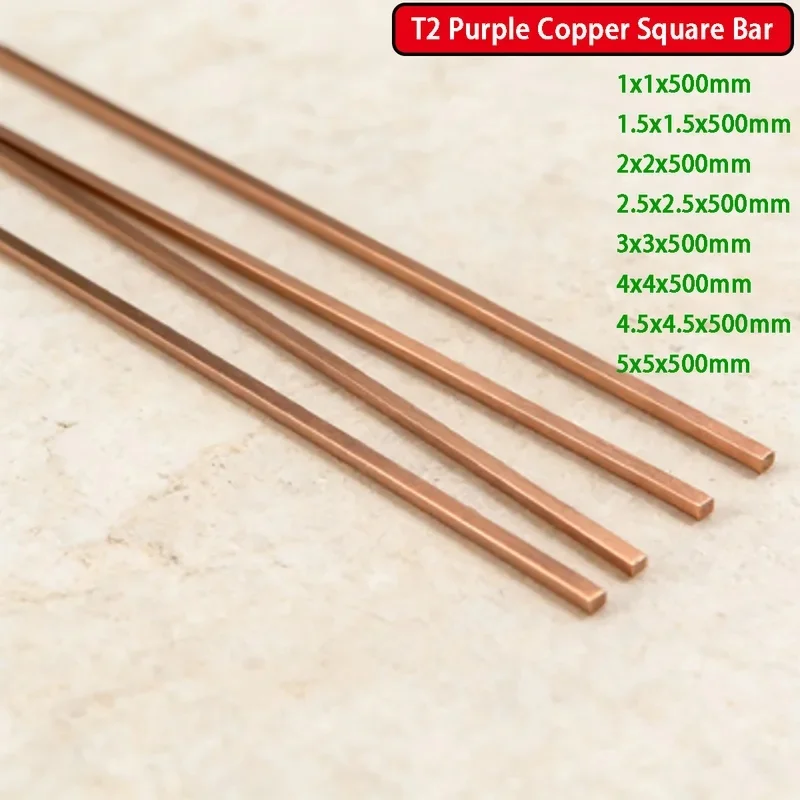T2 Pure Copper Square Rod 1mm 3mm 4mm Tinned Tin Plated Bus Bar For Circuit Board
