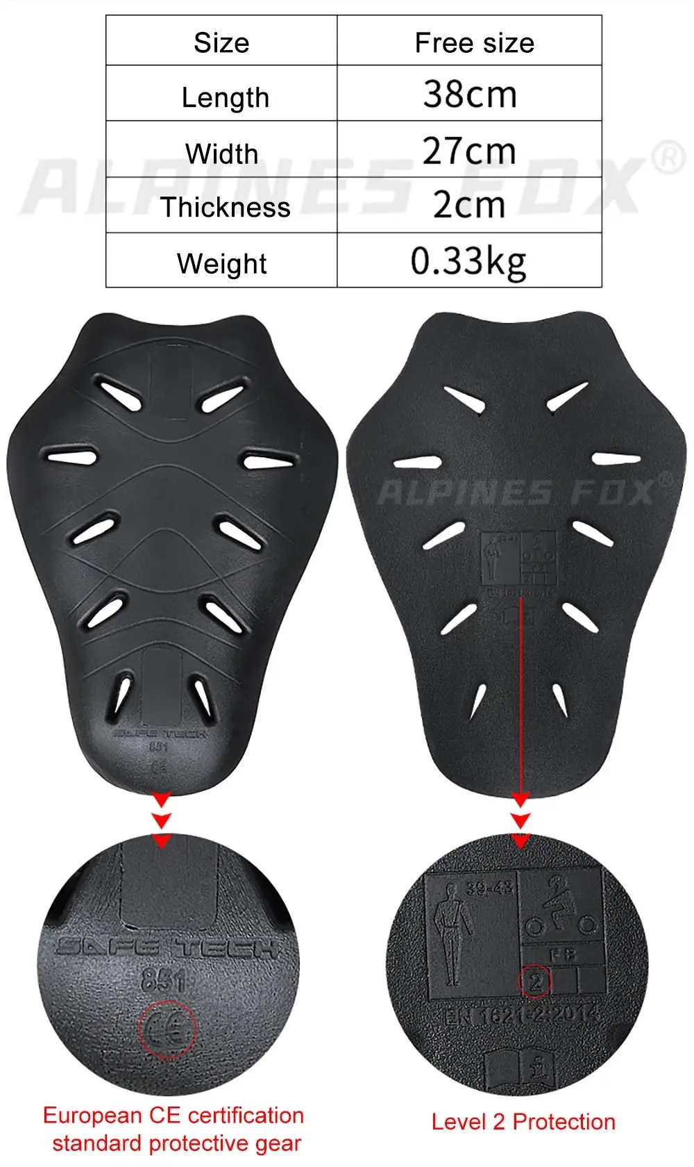 CE Level 2 Certified Motorcycle Armor Jacket Insert Back Protector Universal Built-in Body Armor Back Protective Pads image 6