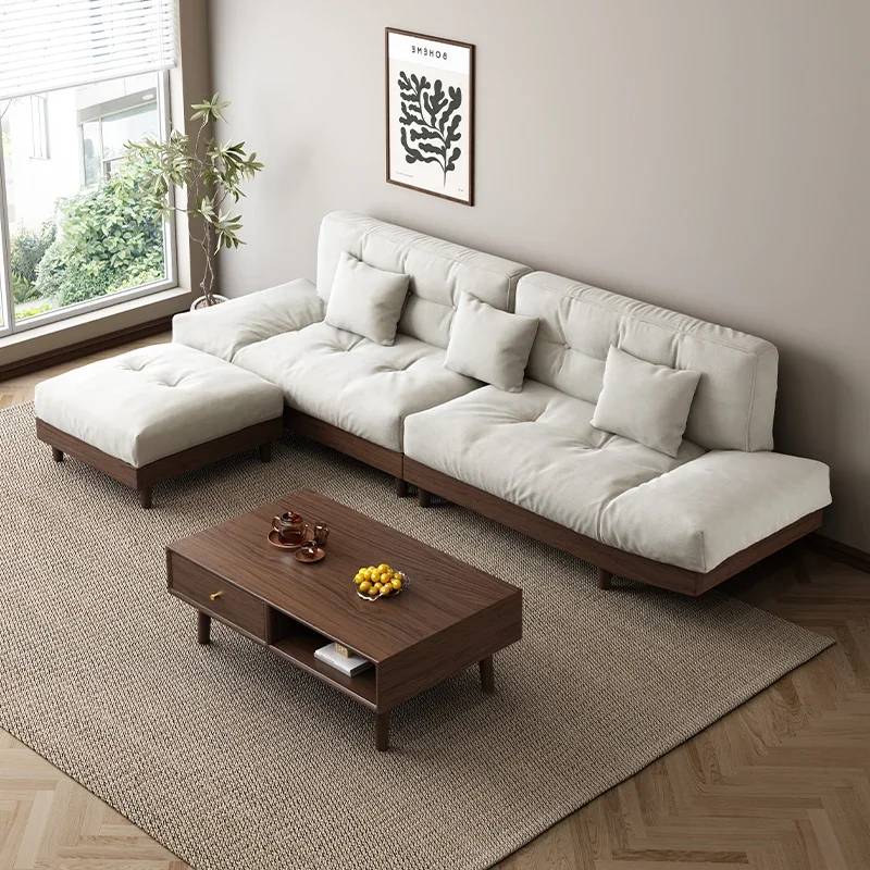 Design Waterproof Beige Sofas Wood Back Support Modern Luxury Lounges Sofas Full Set Nordic Wooden Divani Soggiorno Furniture