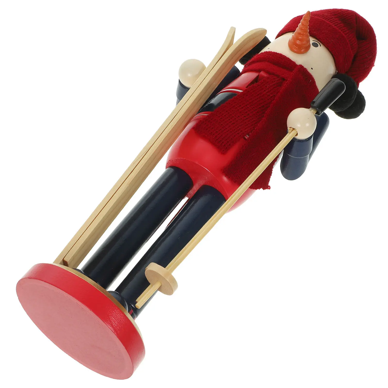 

Skiing Nutcracker Decoration Wooden Xmas Tabletop Ornament For Holiday Party Kids Home Garden Winter Festive Decor