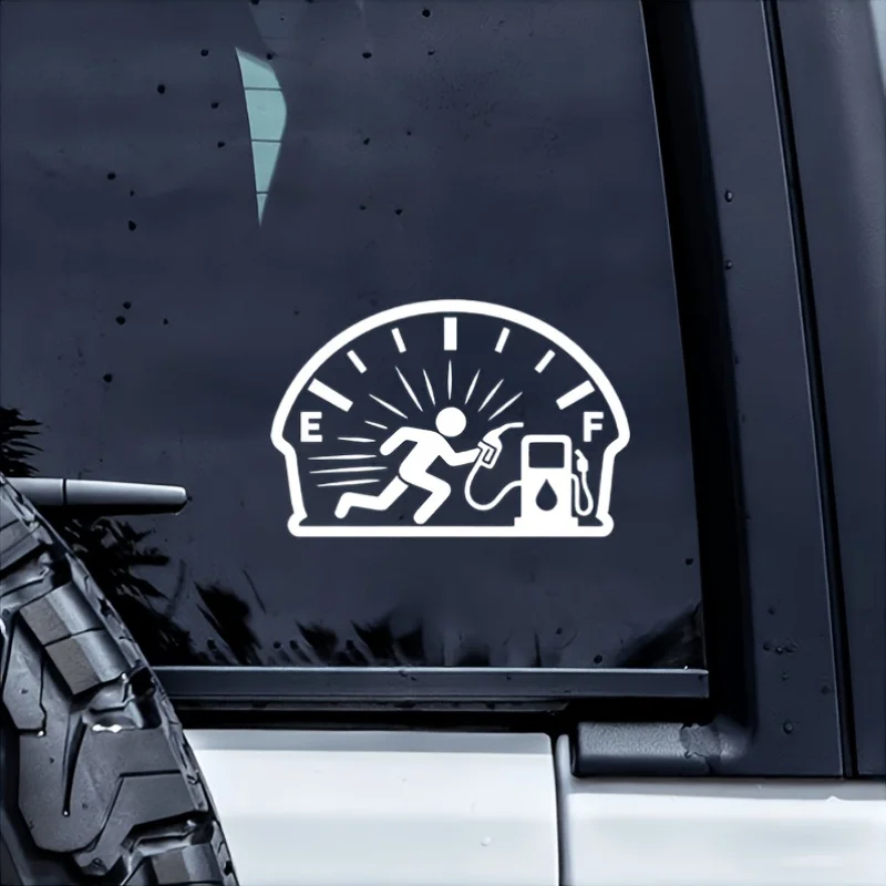 Funny Gas Tank Cap Sticker White Vinyl Decal Fuel Door Handle Joke Sticker for Car Motorcycle Laptop Bottle Window Decoration