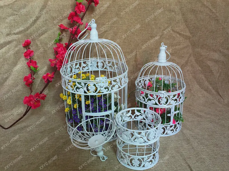 Decorative Birdcage Wedding Bird Cage Props Photography Props Birdcage-Shaped Ornaments White Birdhouse