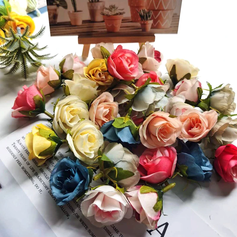 

5/10Pcs 4cm Rose Silk Artificial Flower Head For Wedding Home Room Decor DIY Wreath Scrapbook Gift Craft Fake Flower Decortions
