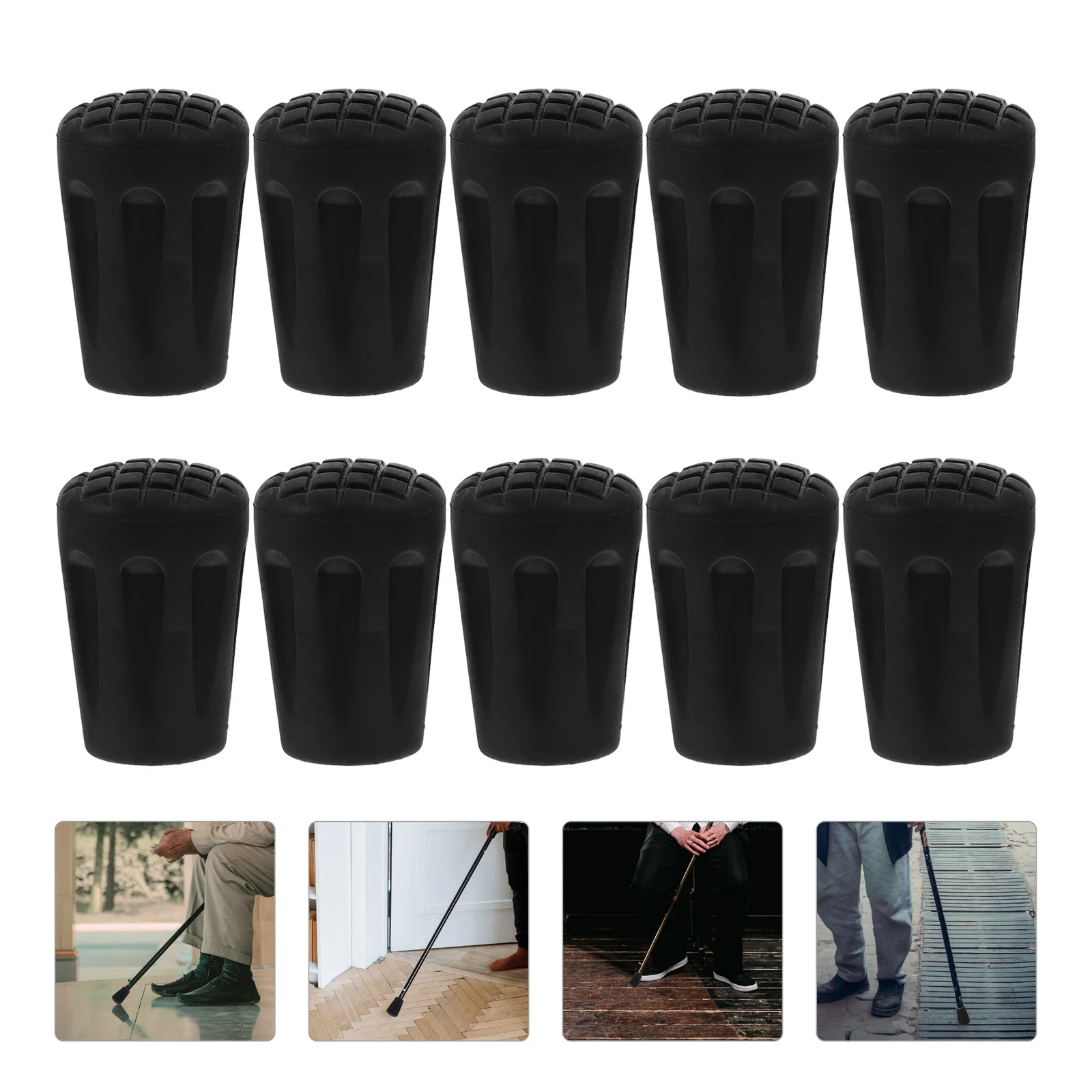 

10pcs Anti-Slip Crutch Tips Trekking Pole Cover Non-Slip Foot Protectors Hiking Stick Protector Rubber Cushion Walking Cane Tip
