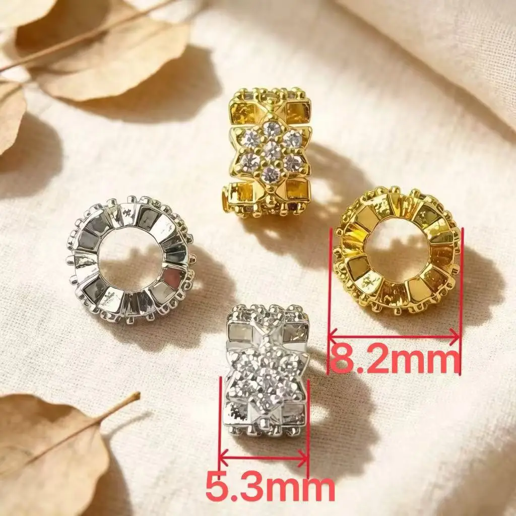 10Pcs/lot Zirconia Pave Copper 4-Stars Spacer with Big Hole for Women Jewelry Making DIY Bracelets Accessories Pando Charms