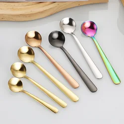5PCS 304 stainless steel seasoning spoon small salt spoon 9/11/13cm small round spoon coffee ice cream spoon
