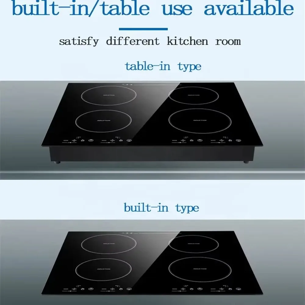 Electric 4-Burner Multi-Cooker Sensor Touch Control Energy Efficient 5000W Stainless Steel Housing for Household Hotel