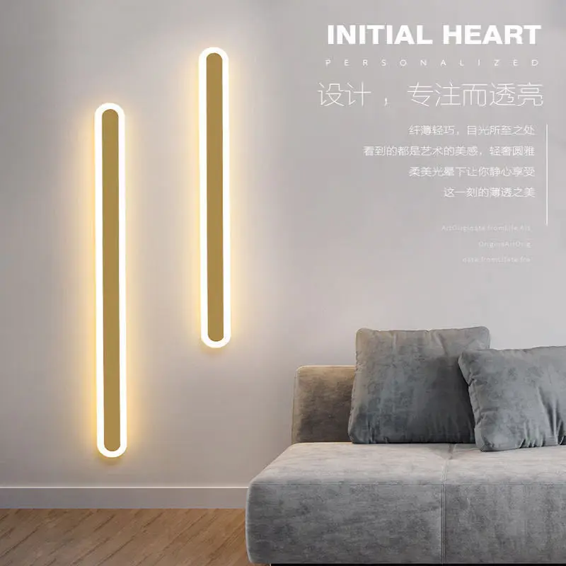 

Simplicity Long Strip Corner Wall Lamps Simple Modern Living Room Bedroom Bedside Minimalism Line Aisle Creative LED