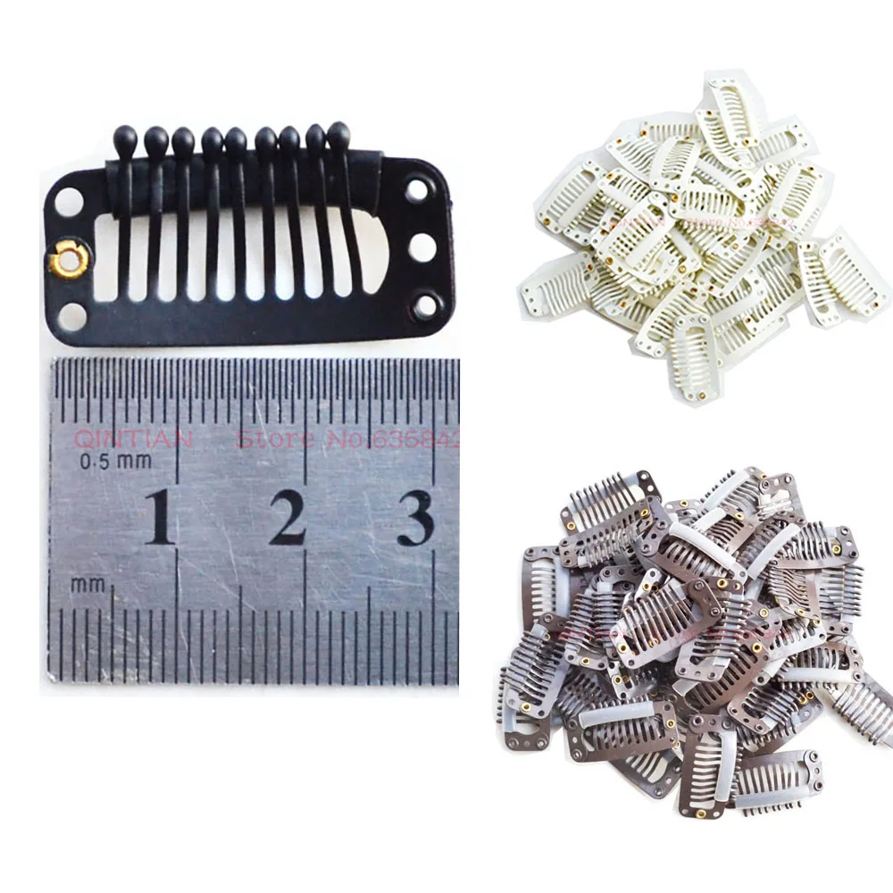 

Clips 32mm 50PCS Hair Extension Clips Wig Tools 9 Teeth Metal Elastic Hairpin for Hairpieces