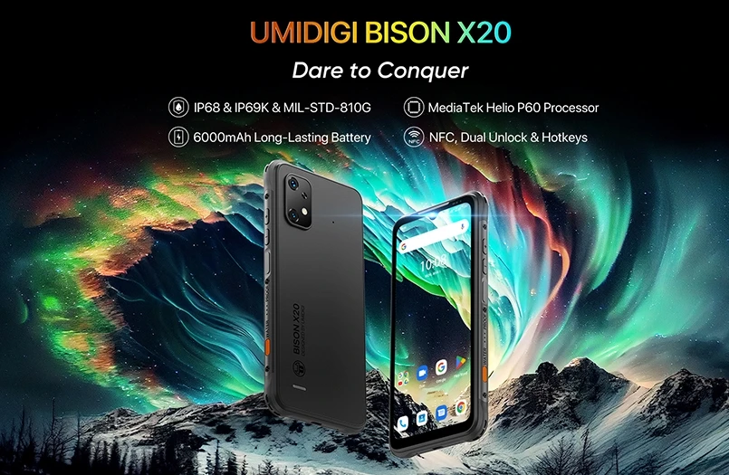 2025 New UMIDIGI X20, Helio P60 120Hz 6.53-Inch Screen, 4G Global Frequency Band, Three Proof Smartphone, 6GB RAM, 128GB ROM