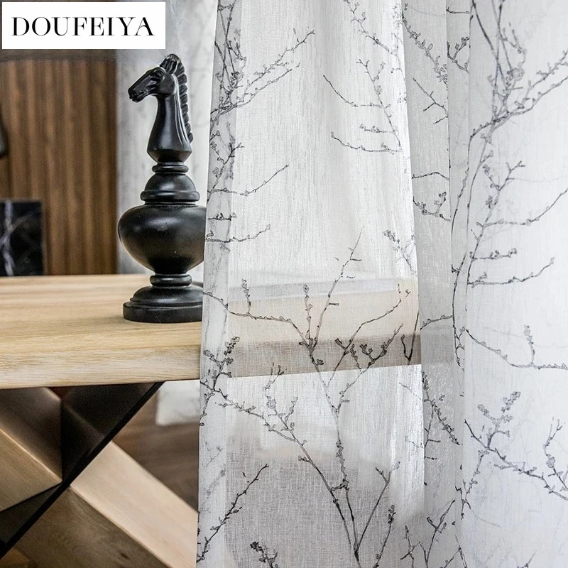 

Custom Size Embroidered Gauze Luxury Curtain Whitecurtains for Living Room Bedroom Dining White Tulle Classic Fashion Modern