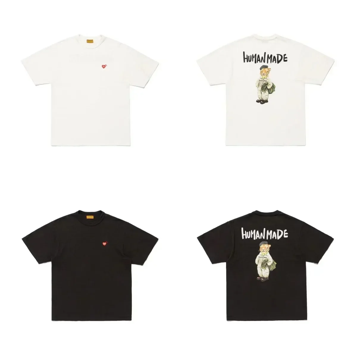 2026 New HUMAN MADE Back cartoon Printed T-Shirt Japanese Bamboo Cotton Unisex Retro Round Neck Short Sleeved Shirt