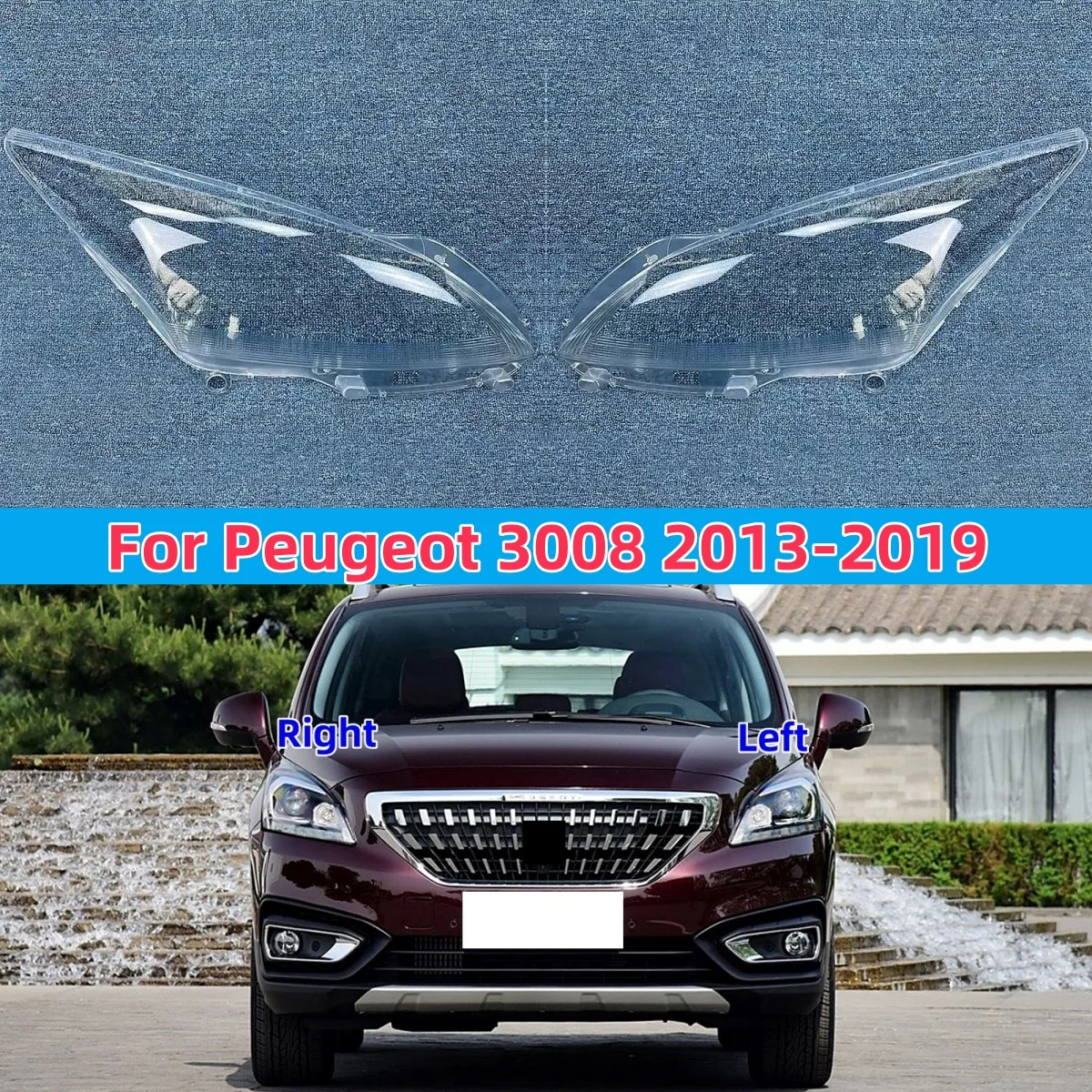 

Для Peugeot 3008 2013 2014 2015 2016 2017 2018 2019 корпус фары крышка прозрачная линза абажур стеклянный абажур