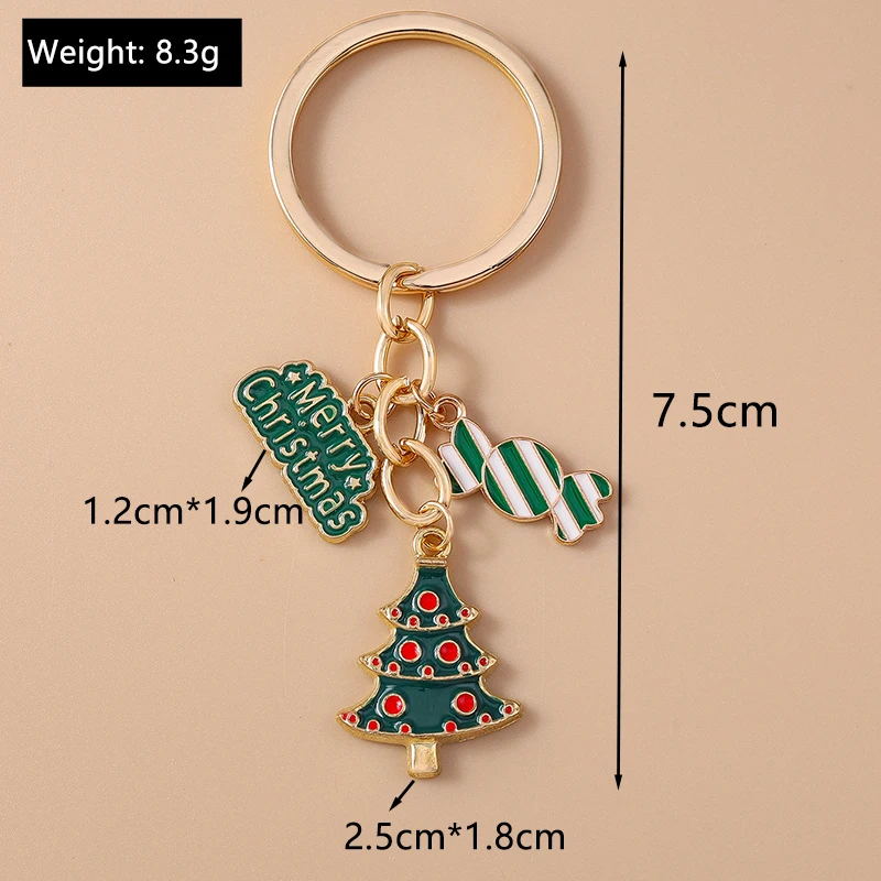 Modischer Weihnachtsbaum-Schneemann-Schlüsselanhänger für Autoschlüssel Festliche Geschenke für Frauen Männer Handtaschenanhänger Schlüsselringe DIY-Accessoires – Detail 2
