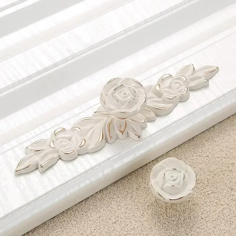 Ivory White Black Cabinet Handles Zinc Aolly Kitchen Cupboard Door Pulls Drawer Knobs European Fashion Furniture Handle