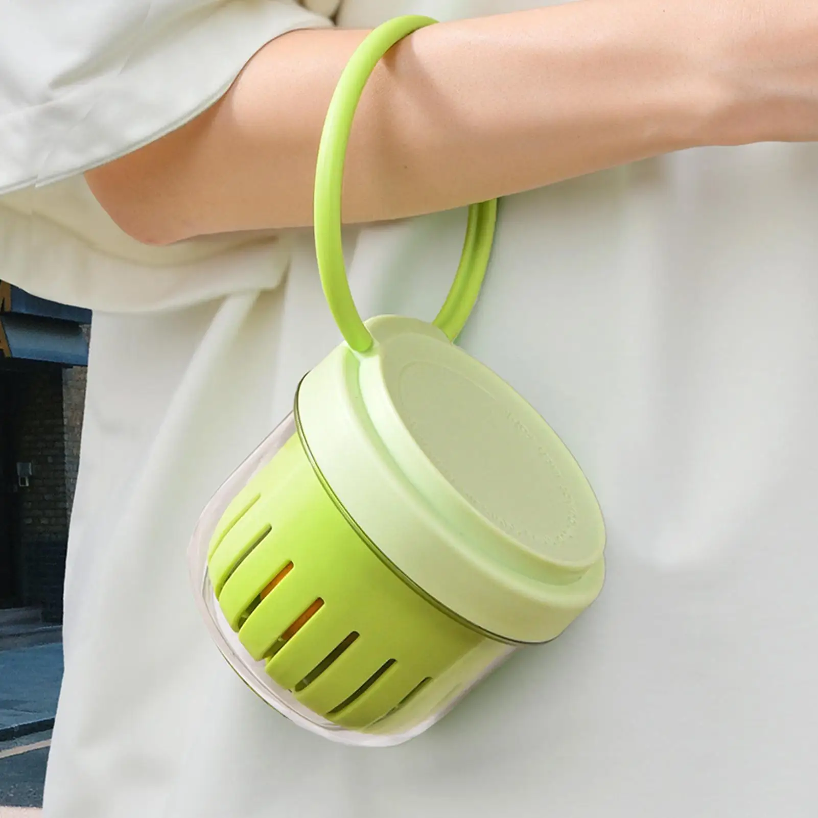 Portable Oat Container Double-Layer Drain Fruit Cup Reusable Leak Proof Plastic Salad Cup Breakfast Cup With Fork&Handle