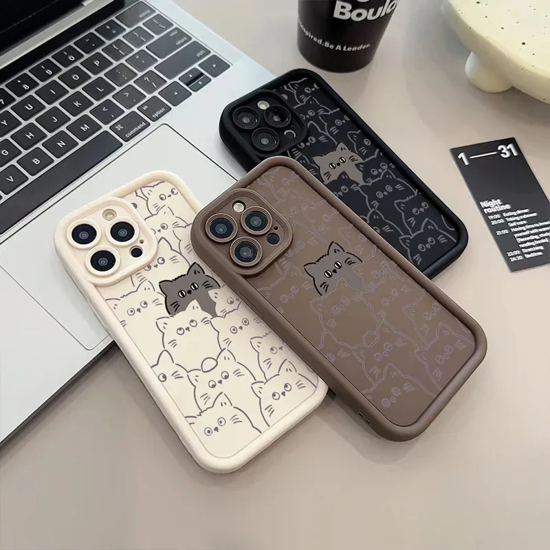 Funny Cats Graffitis Dogs Phone Case for OPPO A5 A7 A16 A17 A38 A53 A54 A55 A58 A72 A74 A76 A78 A94 A98 4G 5G Cover