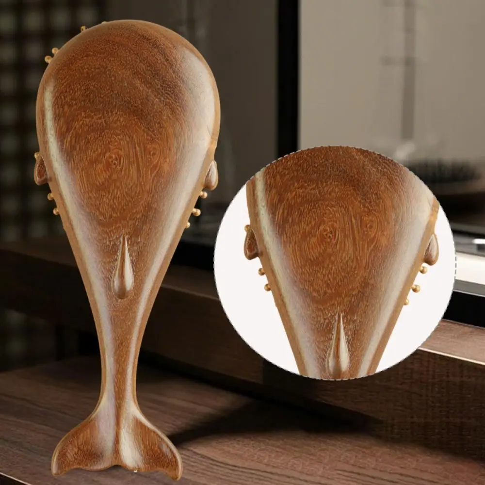 

New Anti Static Sandalwood Hair Comb Wooden Brown Massage Brush Meridian Massage Whale Style Styling Comb Long Hair Care